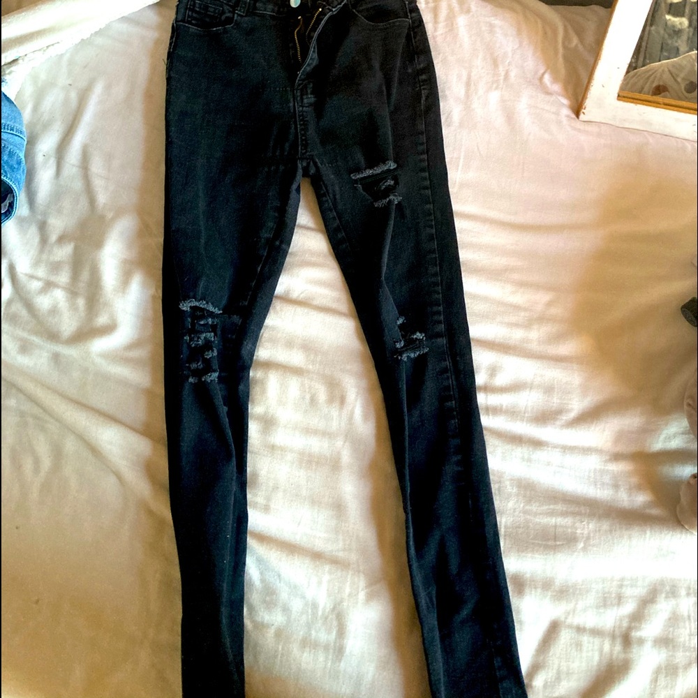Long black skinny jeans